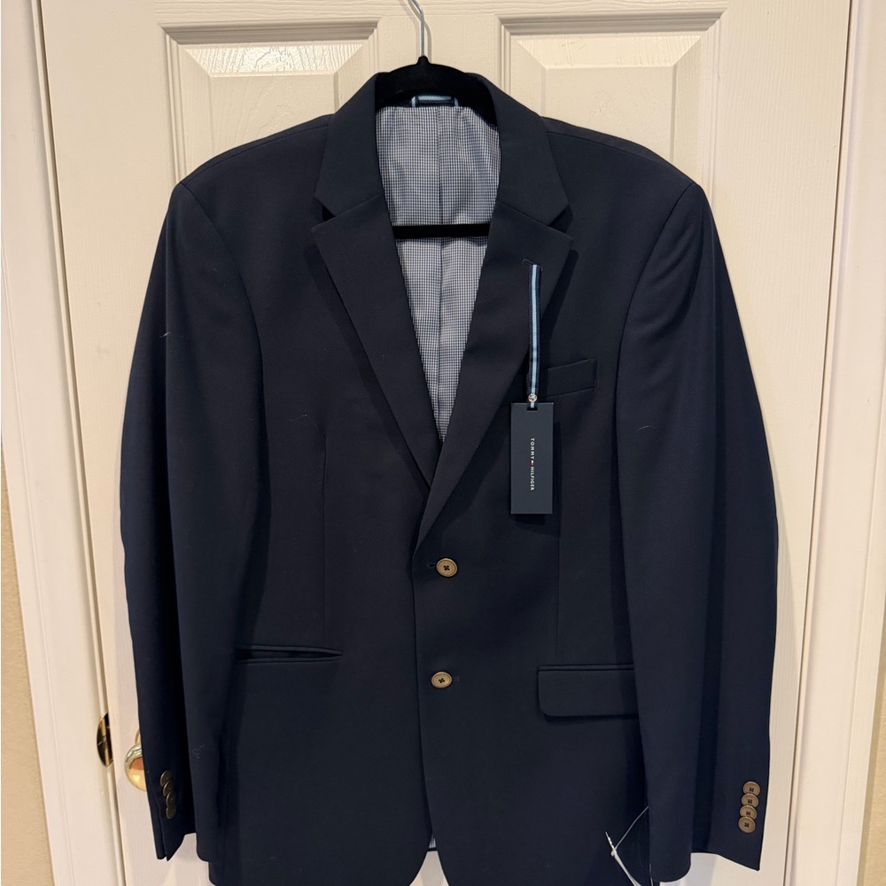 Men's Navy Blue Blazer - Classic Two-Button Suit Jacket